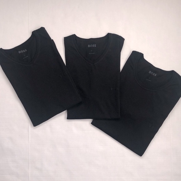 Three HUGO BOSS Men’s Black 100% Cotton T-shirts Large NWOT - Picture 1 of 9